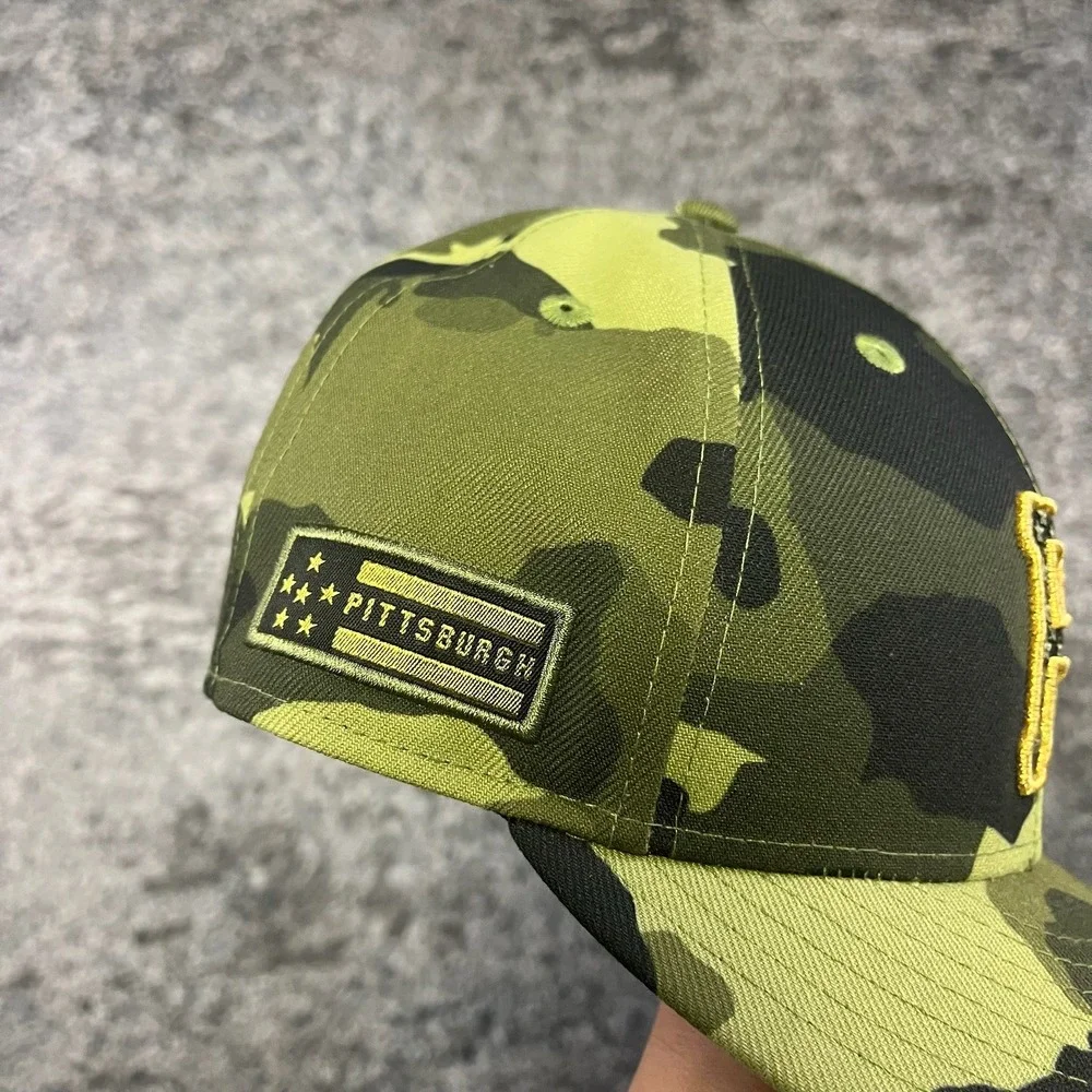 New‎ Era 59Fifty Pittsburgh Pirates Fitted Hat Armed Forces Camo MLB Size 7 1/2